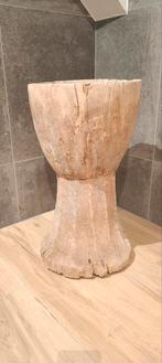 oude houten vijzel XXL stoer en sober, Huis en Inrichting, Ophalen, Gebruikt, Rond