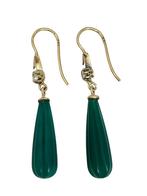 Gouden oorhangers met roosdiamant en aventurijn, Sieraden, Tassen en Uiterlijk, Oorbellen, Hangers, 9843al, Verzenden, Zo goed als nieuw