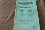 Francis Barnett 1952 1958  instruction manual &  parts list, Ophalen of Verzenden, Overige merken