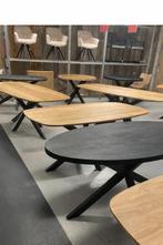 Ronde mangohouten eettafel naturel – showroomuitverkoop, Rond, Nieuw, Ophalen of Verzenden, Metaal