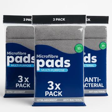 Microfibre Pads 3x3 Pack – Antibacterieel, Ultra Absorberend beschikbaar voor biedingen