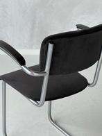 Jaren 60 sledestoel vintage buisframestoel antraciet ribstof, Metaal, Gebruikt, Ophalen of Verzenden, Onbekend