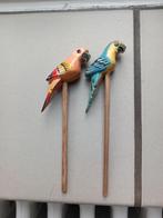 kleurrijk vogel papegaai vintage oud souvenier plantensteker, Verzenden