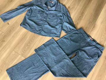 Studio Anneloes travelstof set L denim look broek en jasje beschikbaar voor biedingen