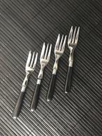 Vier vintage zwart grijs zilver vork vorken vorkjes klein, Ophalen of Verzenden