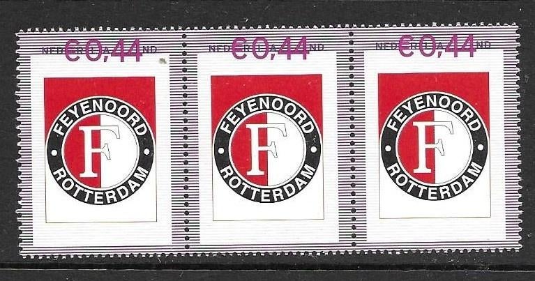 Strip van 3 persoonlijke zegels, Feyenoord, postfris, Postzegels en Munten, Postzegels | Nederland, Ophalen of Verzenden, Postfris