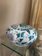 Oude Chinese gemberpot met deksel, vintage vaas, Huis en Inrichting, Verzenden, Rond, Porselein of Keramiek