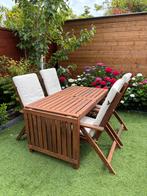 Ikea Applaro (Nammaro) Houten Tuinset Met Kussens, Tuin en Terras, Tuinsets en Loungesets, Ophalen, 4 zitplaatsen, Gebruikt, Eettafel