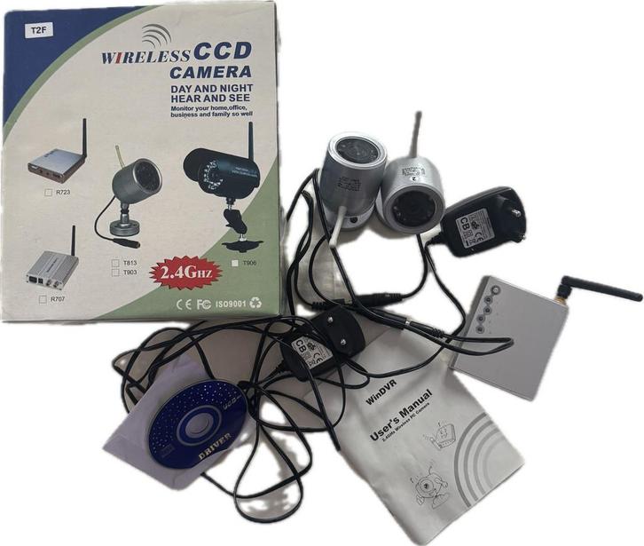 T2F draadloze CCD-camera set, Audio, Tv en Foto, Videobewaking, Zo goed als nieuw, Ophalen