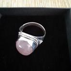 Zilveren dames Ring met Roze Edelsteen, maat 58, 18 tot 19, Ophalen of Verzenden, Zo goed als nieuw, Roze