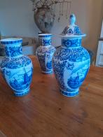 Set van 3 Delfts blauwe vazen – J. Delfts Bleau – windmolen, Ophalen of Verzenden