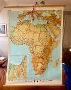 Oude school-/wandkaart Afrika  met originele bewaarzak, Antiek en Kunst, Antiek | Schoolplaten, Ophalen, Aardrijkskunde