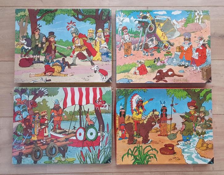 4 oude puzzels van Jan Sanders, Hobby en Vrije tijd, Denksport en Puzzels, Gebruikt, Legpuzzel, Minder dan 500 stukjes, Ophalen of Verzenden