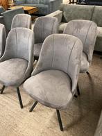 6 grijs suede stoffen eetkamerstoelen - metalen frame, Ophalen, ., ., .