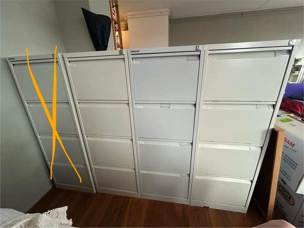 3x Metalen Archiefkast/Ladekast/Dossierkast, Ophalen, Gebruikt, 100 tot 150 cm, 50 tot 100 cm