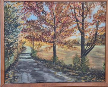 Mooi herfst schilderij olieverf op linnen  beschikbaar voor biedingen