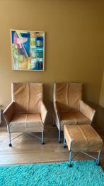 Twee Charly stoelen en hocker van Montis, Huis en Inrichting, Fauteuils, Modern design, Gebruikt, Minder dan 75 cm, Leer