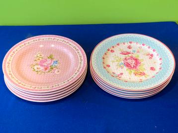 Romantische Acar Borden Set - Roze & Blauw Bloemen beschikbaar voor biedingen