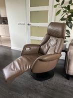 De Toekomst Relaxfauteuil Bruin Taupe Leer L Xl Op Accu, Huis en Inrichting, Fauteuils, Ophalen of Verzenden, Zo goed als nieuw