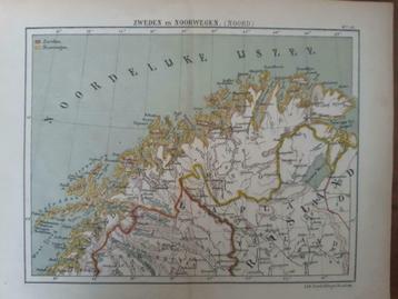 16 / Litho van J. Kuyper uit 1880 Noord Zweden en Noorwegen beschikbaar voor biedingen