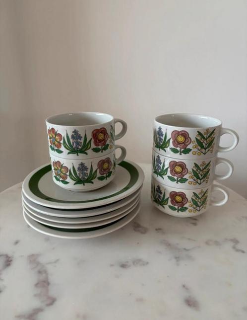 Villeroy & Boch botanica koffieservies 6 mokken + 6 schotels, Huis en Inrichting, Keuken | Servies, Zo goed als nieuw, Kop(pen) en/of Schotel(s)