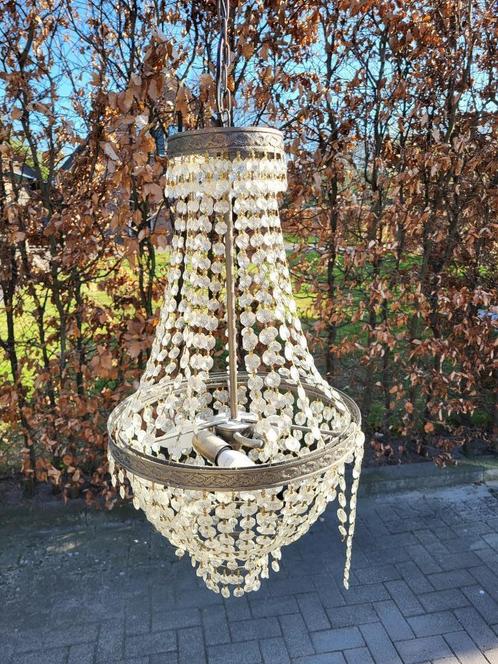 Vintage Kristallen Chandelier Te Koop, Huis en Inrichting, Lampen | Kroonluchters, Gebruikt, Glas, Metaal, Ophalen of Verzenden