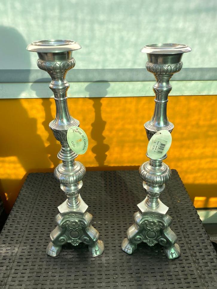 Barok kandelaars - 49 cm, Antiek en Kunst, Antiek | Kandelaars, Koper of Brons, Ophalen of Verzenden