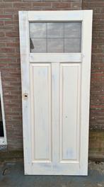 Oude paneeldeur met glas, 200,5 x 82,5 cm, Ophalen, Gebruikt, 80 tot 100 cm, Binnendeur