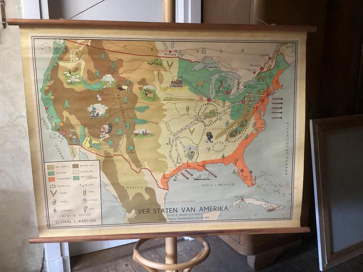 3 authentieke schoolplaten van W. Bakker, Antiek en Kunst, Antiek | Schoolplaten, Natuur en Biologie, Ophalen of Verzenden