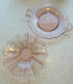 Vintage retro schaal persglas roze art deco rosaline, Ophalen of Verzenden