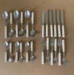 6 delig bestek set als lepels/vorken/messen /dessert lepels, Ophalen of Verzenden, Gebruikt, Rvs of Chroom