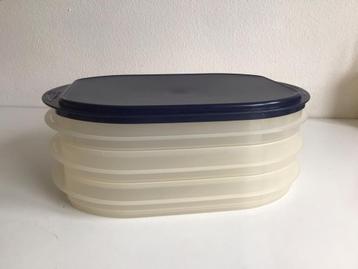 Tupperware stapeltrio blauw schaal vleeswaren combismart beschikbaar voor biedingen
