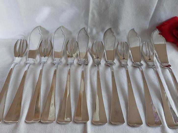 Gero 90 | Haags Lofje 6 viscouverts jaren '20 vorige eeuw, Antiek en Kunst, Antiek | Bestek, Verzenden