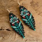 Bohemian beaded fringe oorbellen / RVS oorhanger, Nieuw, Ophalen of Verzenden, Rood