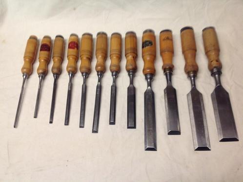 Zeer mooie uitgebreide set Nooitgedagt beitels 3,5-38mm, Antiek en Kunst, Antiek | Gereedschap en Instrumenten, Ophalen of Verzenden
