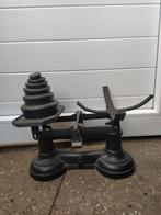 Antieke Weegschaal met Koperen Bak & Gewichten, Antiek en Kunst, Verzenden