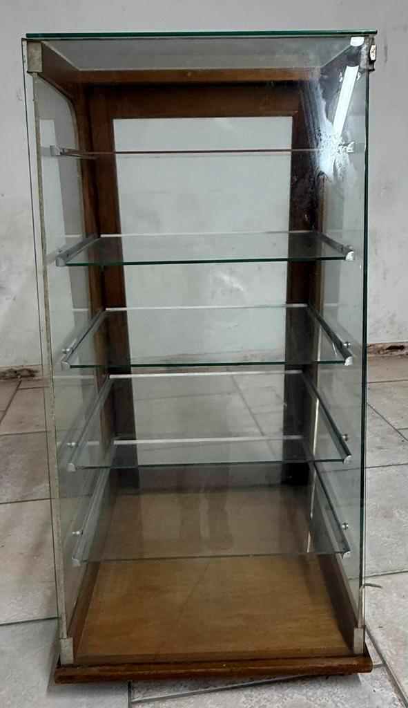 Vintage Glazen Vitrinekast gebak, Huis en Inrichting, Kasten | Vitrinekasten, Gebruikt, Minder dan 100 cm, Minder dan 50 cm, 25 tot 50 cm