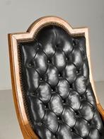 Franse stoel Fauteuil antiek zwart leder, Antiek en Kunst, Ophalen
