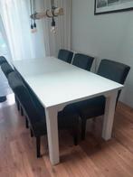 Witte houten eettafel, Huis en Inrichting, Tafels | Eettafels, Ophalen, Gebruikt, 200 cm of meer, 50 tot 100 cm