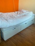 Nordli ikea bed met opbergruimte 140x200, Ophalen, Wit, Tweepersoons, 140 cm