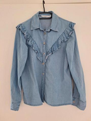 Denim spijker ruches blouse Costes - maat XS 34 beschikbaar voor biedingen