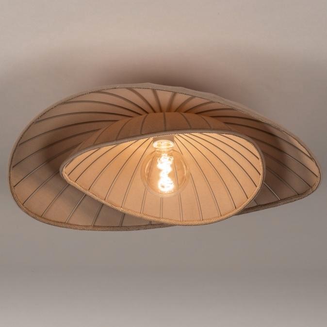 plafondlamp 60cm taupe japandi bed hoekbank salon tafel lamp, Huis en Inrichting, Lampen | Hanglampen, Nieuw, 75 cm of meer, Stof