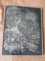 Tekening oude gracht Utrecht Scratch art, Antiek en Kunst, Ophalen