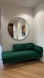 Velvet groene chaise longue, 150 tot 200 cm, Tweepersoons, 75 tot 100 cm, Zo goed als nieuw