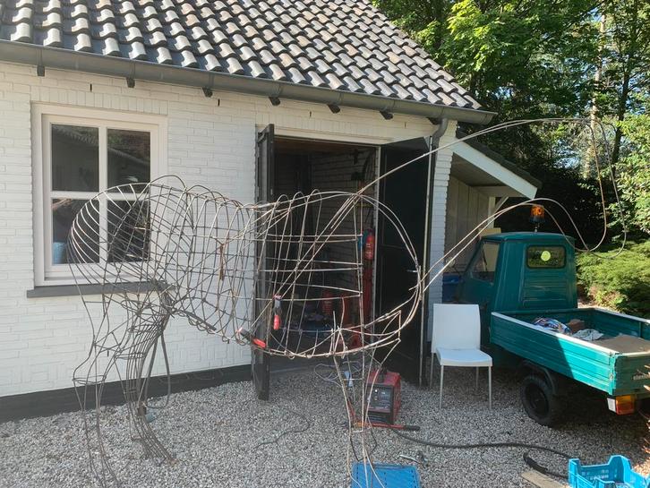 Paarden kunstwerk kunst staal metaal tuin, Doe-het-zelf en Verbouw, Metalen, Zo goed als nieuw, Ophalen