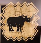 Leuke print van een neushoorn achter glas., Antiek en Kunst, Ophalen