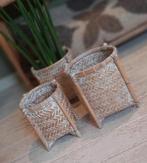 Rotan Plantenbakjes White Wash - Set van 3, Overige materialen, Rond, Ophalen of Verzenden, Minder dan 40 cm