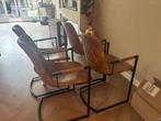 Bruin leren eetkamerstoelen, Huis en Inrichting, Stoelen, Ophalen, Gebruikt, Bruin, Leer