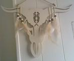 Beige houten skelet dier Decoratie hoofd van hout mancave, Ophalen of Verzenden, Gebruikt