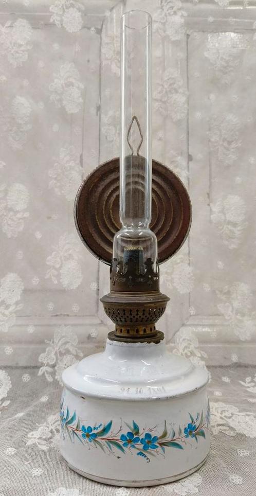 Antiek olielampje gedateerd 31/10/1891, Antiek en Kunst, Antiek | Emaille, Ophalen of Verzenden